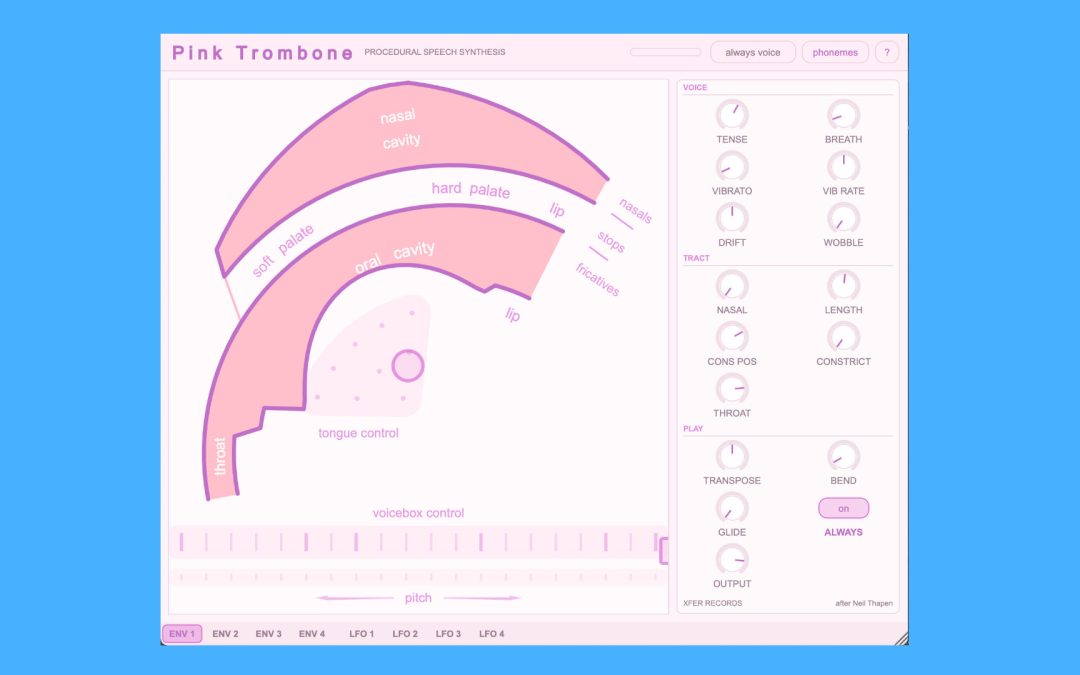 Η Xfer Records μεταφέρει το θρυλικό browser speech synth Pink Trombone σε δωρεάν plugin